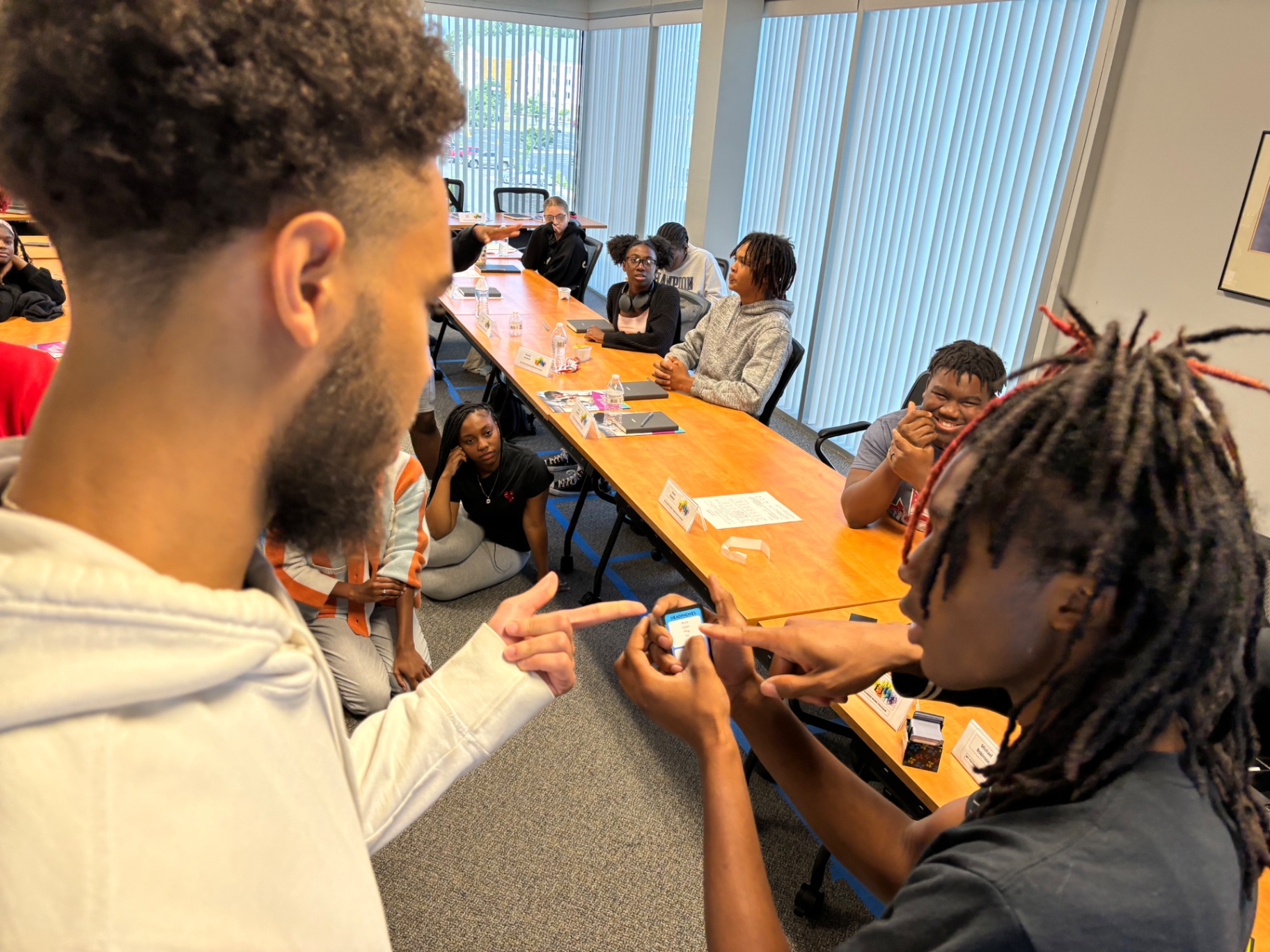 Young people working together at a table